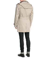 Burberry Brit Cotton Trench Jacket With Hood