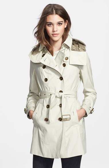 Trench Coat With Detachable Hood Liner 