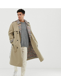 Noak Check Lined Trench Coat In Stone