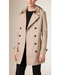 Burberry Cotton Trench Coat With Detachable Hood