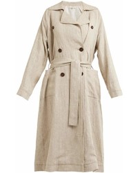 Isa Arfen Double Breasted Linen Trench Coat