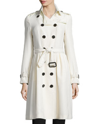 Burberry Double Breasted Trench Coat Wtuck Pleats Parcht