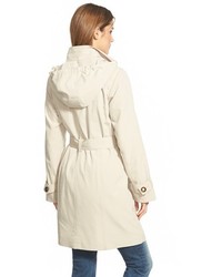 London Fog Double Collar Single Breasted Raincoat With Detachable Hood