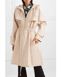 Prada Hooded Cotton Blend Poplin Trench Coat