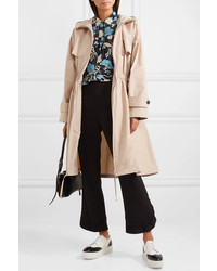 Prada Hooded Cotton Blend Poplin Trench Coat