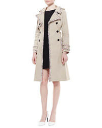 kate spade new york Fontaine Trench Coat With Fuzzy Trim Beige