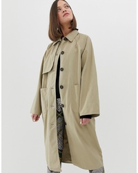Monki Lightweight Coat With Oversized Pockets In Beige