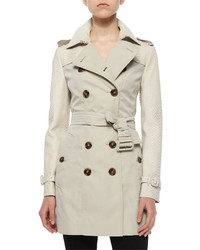 Burberry London Bythan Python Trimmed Double Breasted Trenchcoat