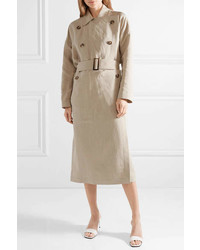 Michael Kors Michl Kors Collection Linen And Silk Blend Trench Coat Beige