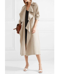 Michael Kors Michl Kors Collection Linen And Silk Blend Trench Coat Beige