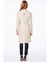 Missguided Helaine Nude Crepe Trench Coat