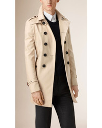 Burberry Prorsum Double Breasted Cotton Trench Coat
