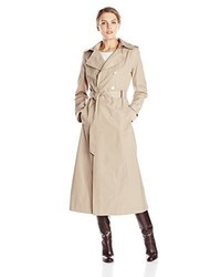 T Tahari Sage Long Double Breasted Trench Coat