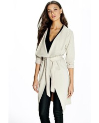 Boohoo Tall Effie Textured Woven Trench Coat