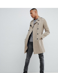 ASOS DESIGN Tall Shower Resistant Trench Coat In Stone