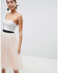Rare London Lace Prom Midi Dress With Tulle Skirt