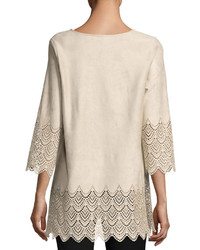 Caroline Rose Laser Cut Faux Suede Tunic