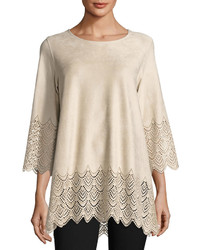 Caroline Rose Laser Cut Faux Suede Tunic