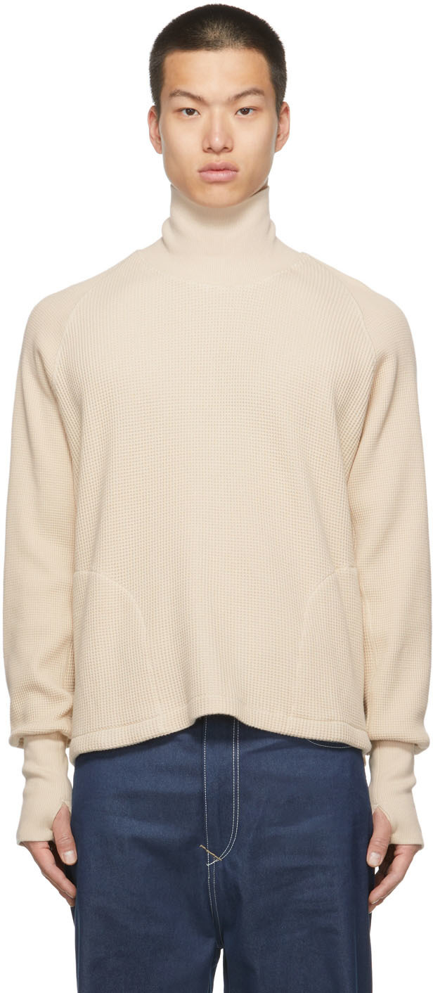 Nicholas Daley Beige Waffle Rollneck Turtleneck, $345 | SSENSE | Lookastic