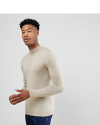 ASOS DESIGN Tall Muscle Fit Turtle Neck Jumper In Oatmeal
