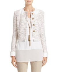 St. John Collection Faux Collar Caillou Tweed Jacket