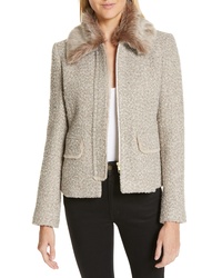 Helene Berman Metallic Tweed Jacket With Detachable Faux Fur Collar