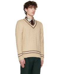 Ernest W. Baker Beige Cable Knit Sweater