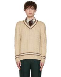 Ernest W. Baker Beige Cable Knit Sweater