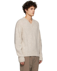 Nanushka Beige Huxley Knit V Neck Sweater