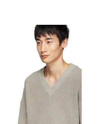 Issey Miyake Men Beige Rib Low Gauge Sweater
