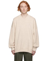 Acne Studios Beige Wool V Neck Sweater