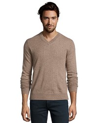 Harrison Bordeaux Cashmere Knit V Neck Sweater