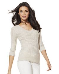 New York & Co. Cable Knit V Neck Sweater