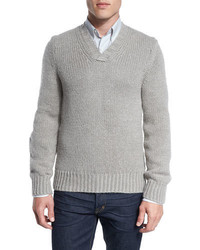 Tom Ford Cashmere Wool V Neck Sweater Beige
