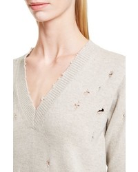 Givenchy Destroyed V Neck Cashmere Sweater