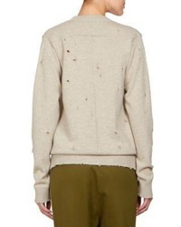 Givenchy Distressed V Neck Cashmere Sweater