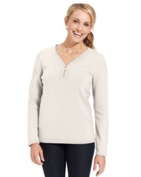 Karen Scott Long Sleeve V Neck Sweater