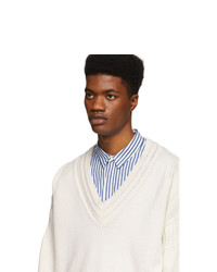 Juun.J Off White Knit Cotton Sweater