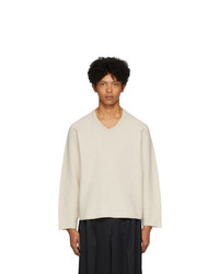 Homme Plissé Issey Miyake Off White Rustic V Neck Sweater