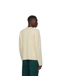 Jil Sander Off White Silk And Wool V Neck Sweater