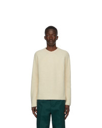 Jil Sander Off White Silk And Wool V Neck Sweater