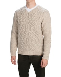 Barbour Stark Cable Knit Sweater Wool Blend V Neck