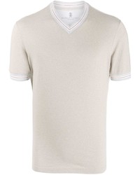 Brunello Cucinelli Short Sleeved V Neck T Shirt