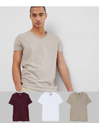 ASOS DESIGN T Shirt With V Neck 3 Pack Save