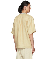 Bless Yellow Linen V Neck T Shirt