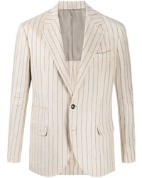 Brunello Cucinelli Striped Single Breasted Linen Blazer