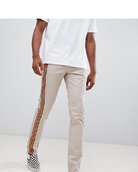 ASOS DESIGN Tall Slim Trousers With Front Stripe In Mushroom