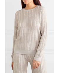 Herve Leger Striped Metallic Knitted Sweater