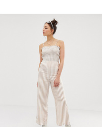 Glamorous Tall Cami Jumpsuit With Shirring In Stripe