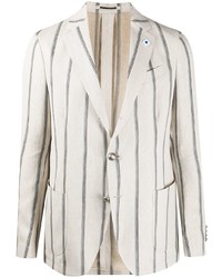 Beige Vertical Striped Linen Blazers for Men | Lookastic